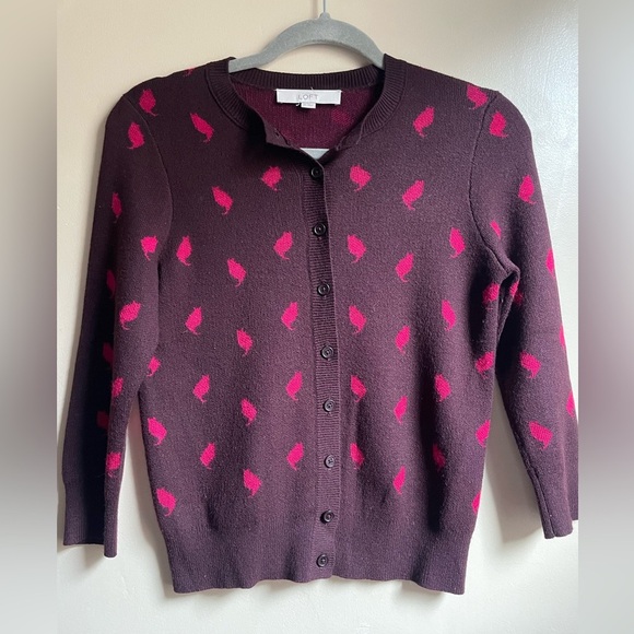 Loft novelty Cat print button down cardigan sweater size XS - Picture 1 of 9